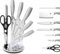 Royal Swiss Messerblock mit Messerschärfer - Scharfe Küchenmesser Set - Messerset Kochmesser Set Edelstahl Messer Set - Silber