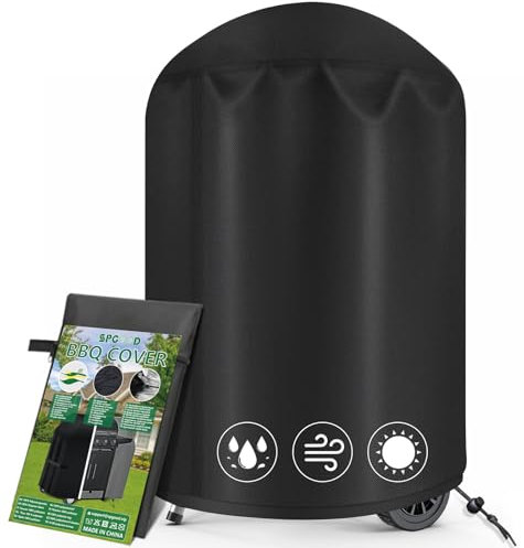 SPGOOD Kugelgrill Abdeckung 420D Oxford-Stoff Grill Abdeckhaube Rund Gasgrill Wasserdicht Staubdicht Schutzhülle Haube Abdeckplane Reißfest BBQ Cover, Universelle 77x90 cm