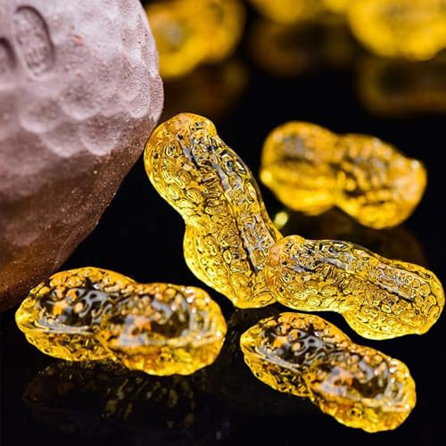 5Pcs Crystal Glass Carved Peanut Ornaments,Autumn Harvest Christmas Decor,Colorful 3D Nut Figurines Table Centerpiece Gift