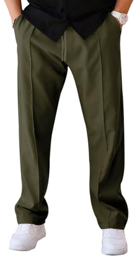 WINKEEY Pantaloni Uomo con Tasche Pantaloni Tuta Casual a Vita Elastica Moda Gamba Dritta