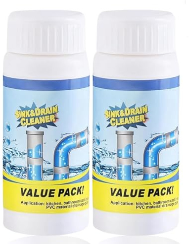 2PCS Powerful Sink &Drain Cleaner,Powerful Drain Cleaner & Pipe Dredge Deodo/rant,Pow/erful Dr/ain Cle/aner Dr/ain Unblocker,Powe/rful Pipe Dredging Agent,Blockage Cle/aner Remover for Kitchen Sinks
