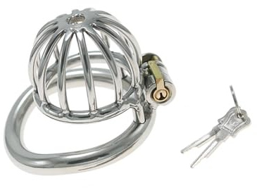 Hollow Out Metal Penis Cage,Stainless Steel Short Chastity Lock, Male Chastity Device,Locked Penis to Prevent Erection Bondage Breathable, for Men Sex Toys Adult Game(50mm)