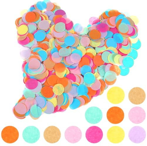 Nogeqi 12000PCS Colourful Round Confetti, 1inch/2.5cm Ready Tissue Paper Confetti for Table Decoration Wedding Birthday Party Festival Arts Craft DIY (Mixed Pastel Colors, 100g)