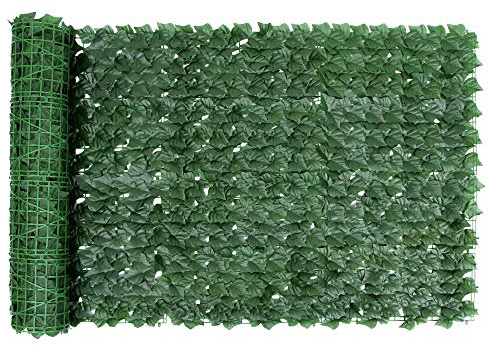 Valla de privacidad de hiedra artificial, enrejado de 1 x 3 m con hojas verdes exuberantes para decoración de jardín, balcón y pared, fácil de instalar