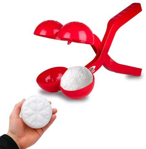 JAMARA 461146 Snow Play Snowball Tongs Duo 38 cm - Children's Snowball Snow Pliers, Snow Globe Maker, Gift Idea for Boys and Girls, Snowballs in Seconds Shapes, Red