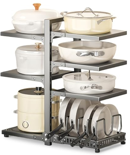 7-Tier Pots and Pans Organiser,Kitchen Cabinet Organizer Multi-Tier Rack