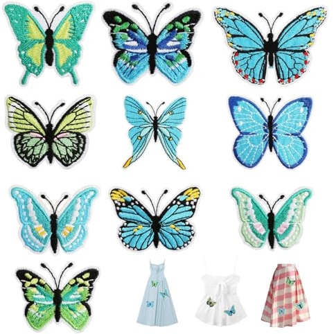 10 Pcs Butterfly Patches for Ironing On | Embroidered Applique Repair Patches, Sew On Butterfly Patches for Jeans, Jackets, Clothing, Bags, Hats & DIY Decor