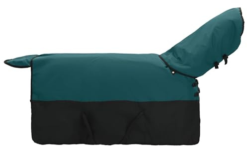 vidaXL Manta para Caballo Verde Oscuro y Negro 105 cm Poliéster, Manta Ecuestre Moderna, Cubierta de Invierno, Impermeable, Lavable, Caliente para tu Caballo