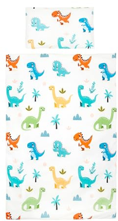 TAMEOLIE Kinderbettwäsche 100x135cm, Baumwolle, Wendemotiv Dinosaurier/Dino, 100% Baumwolle Öko Tex Standard, Dinosaurier Bettwäsche Jungen, Kinder Baby Kleinkind Bettwäsche-Set