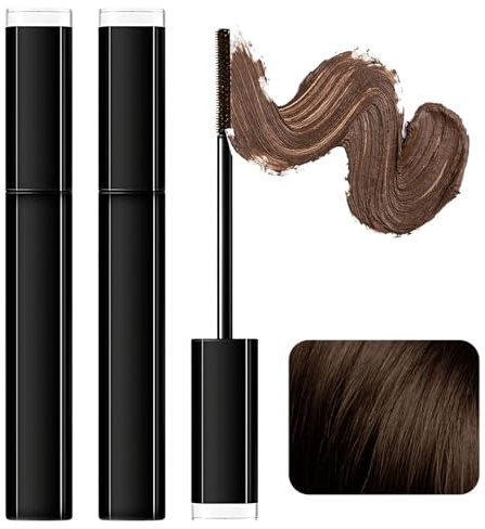 2 mascara per capelli, colore marrone, tinta uniforme, coprendo i capelli bianchi istantanei, adatto per l'uso quotidiano e per uso esterno (marrone)