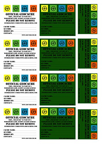 geo-frakt DIN A4 12 x geocaching Sticker with Stashnote for Preform filmcanister english Stashnote findernote klistermärke