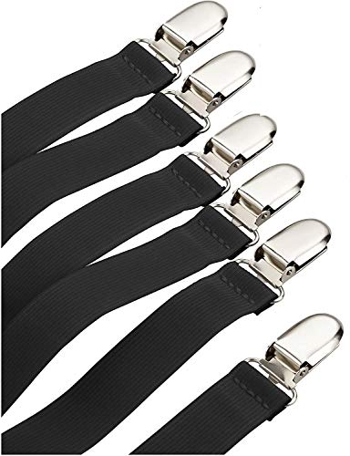 DESERMO 6er Set EXTRALANG Betttuchspanner mit Metallclips | Hochwertiger Spanner für Bettlaken | Betttuchspanner verstellbar 200cm Länge | Stabiler Bettlakenspanner Kreuz & quer einsetzbar (Schwarz)