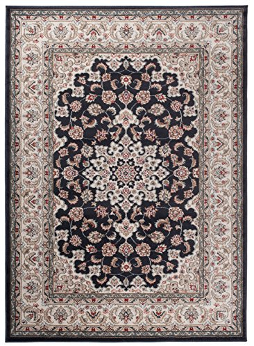 Carpeto Orientteppich Teppich Schwarz 300 x 400 cm Medaillon Klassisch Muster - Wohnzimmer Schlafzimmer Esszimmer