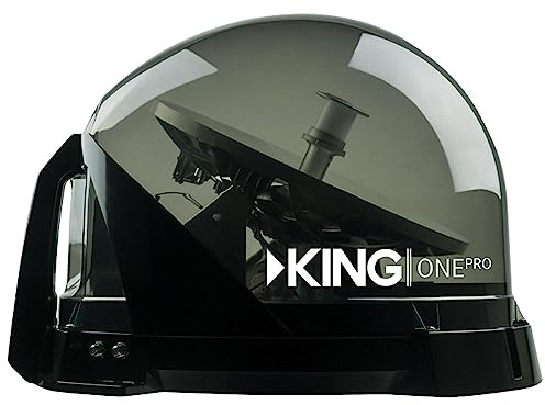 King KOP4800 One Pro Premium Satellite TV Antenna - Works with Dish, DIRECTV, or Bell (Canada), Western Arc Satellites, Clear (Smoke)