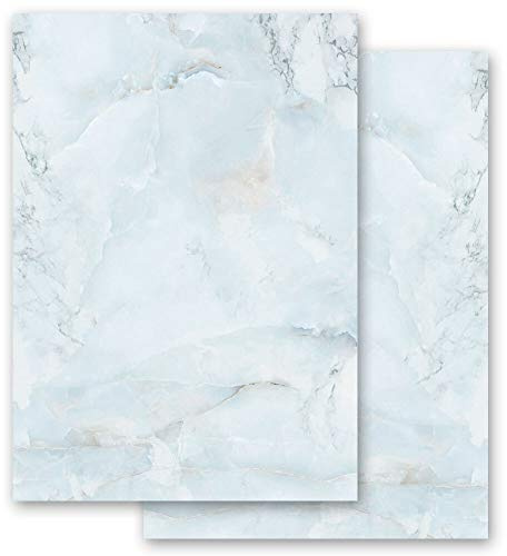 Motif Letter Paper! Marble & Structure Marble Light Blue 20 Sheets DIN A4 - Paper-Media