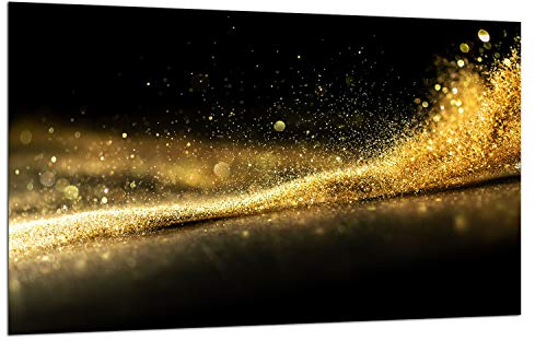 TMK Plaque de recouvrement pour cuisinière, 80 x 52 cm, 1 pièce, pour plaques vitrocéramiques, à induction, protection anti-éclaboussures, planche à découper, noire et dorée