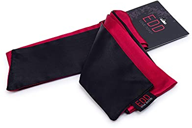 Premium Satin BDSM Bondageschal Augenbinde Bondage Fessel Schal Set (Schwarz-Rot)