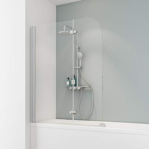 Schulte Duschabtrennung, einfach ohne Bohren, 112 x 140 cm, 5 mm Sicherheitsglas Klar hell, alunatur, D3353-EOB-01-50