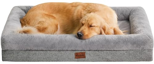 BFPETHOME Orthopedic Dog Bed for Large Sized Dogs – Washable Dog Couch Bed with Bolster Sides, Removable Waterproof Cover, Non-Slip Base, Comfortable Pet Bed for Better Sleeping