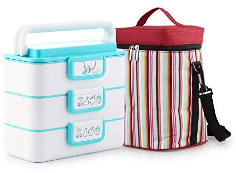 Thermos in acciaio inossidabile, contenitori per alimenti isolati e sigillati, riscaldati in un forno a microonde, quadrato (colore: grigio, dimensioni: 1800 ml), formato: 1200 ml, colore: blu