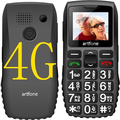 artfone C1+4G Volte Teléfono Móvil para Personas Mayores丨Senior Moviles de Teclas Grandes y Volumen Alto丨Contactos con Imágenes丨Botón SOS丨Base de Carga丨Bateria 1800mAH丨Anuncio de Hora por Voz - Negro
