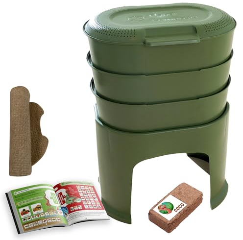 Moutta | Magic Worm Verde Oliva | Vermicompostador de Cocina 3 bandejas | Kit Completo