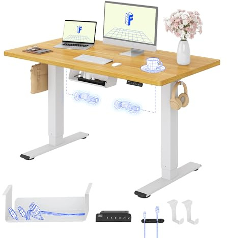 FLEXISPOT Höhenverstellbarer Schreibtisch mit 2 Motoren & 25MM EINTEILIGER Tischplatte 120x80 cm, Ergonomischer Bürotisch Elektrisch mit Kabelmanagement, Memory Funktion & Höhenanzeige