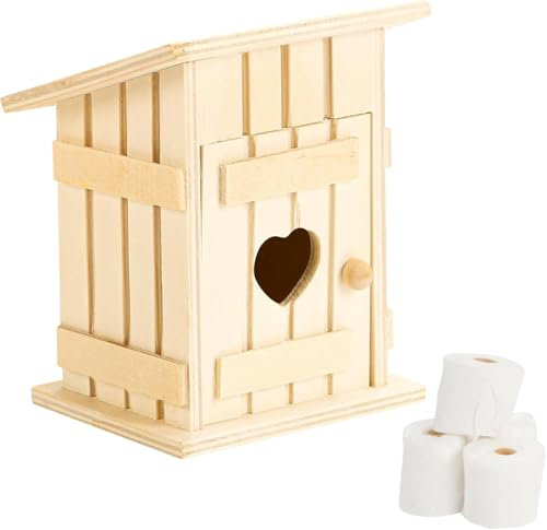 Wichtel Toilettenhäuschen, Wichtel Deko Miniatur Wichtel Zubehör Wichtel Toilettenhäuschen aus Holz, Weihnachten Wichtel Baustelle Holzhaus, Wichtelzubehör Holzhaus Wichtel 7x8x10 cm