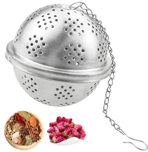 Spice Small Ball for Cooking, Tea Infuser, Stainless Steel Tea Ball Strainer Spice Infuser, Soup Seasonings Seperation Basket with Extended Chain Hook for Brewing Tea Spices Seasonings