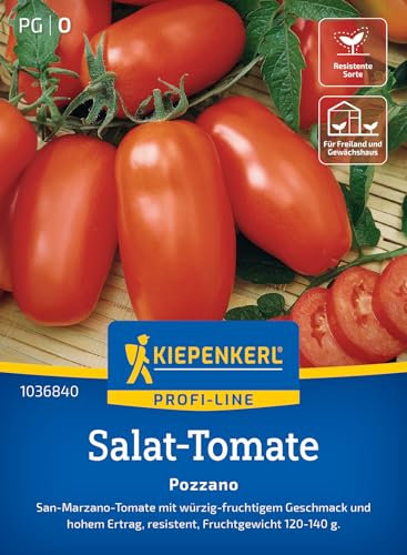 Kiepenkerl Profi-Line Salat-Tomatensamen Pozzano 1036840 - ertragreich - robuste Sorte - Typ San Marzano - Saatgut, Samen Gemüse, Gemüsepflanzen