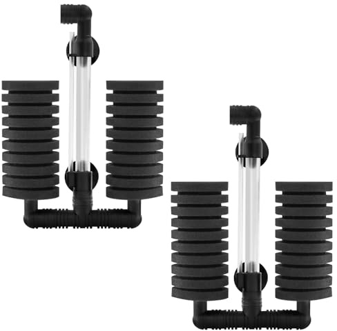 TOKSEO Lot de 2 filtres Double éponge pour Aquarium - Filtre à air pour Filtration Biologique et mécanique - Filtre éponge pour bettas crevettes et couveuses