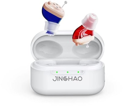 JINGHAO Amplificateur De Son Rechargeable Lot de 2 amplificateurs de son rechargeables, Avec Portable Boîtier De Chargement(rouge/bleu)