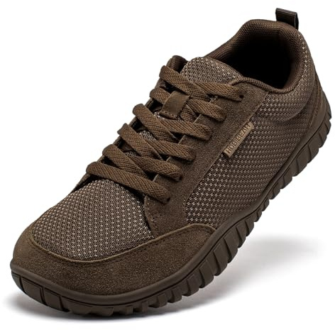 HOBIBEAR Womens Mens Wide Toe Box Sneakers|Zero Drop|Non - Slip Athletic Barefoot Shoes for Jogging Walking（UK 4/Brown