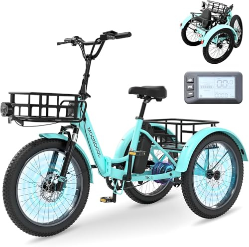 MOONCOOL E Bike Klapprad, 20 Elektrofahrräder Für Herren Damen, 36V 20AH Akku, 250W Motor 45 Nm, LCD-Display, IP65 Wasserdicht, 3 Fahrmodi, mit Großen Körben & Fußstützen