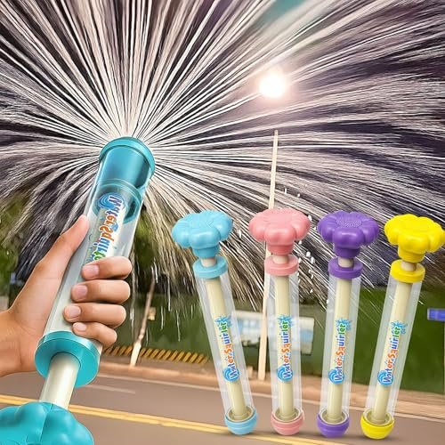 4pcs Pistolet a Eau, Pistolet à Eau à feu d'artifice, Jouet D'Arrosage d'eau pour Enfants et Adultes, Grand Gamme en Plastique arrosage Jouet Squirter pour Piscine Plage de Patio Park (HD)