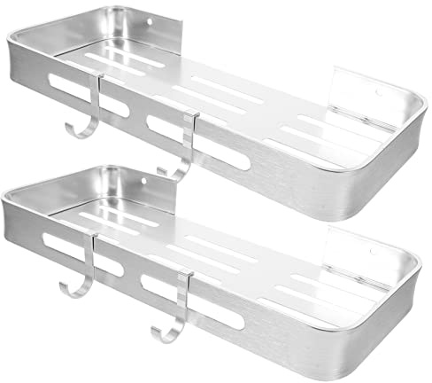 UKCOCO Estante Fácil de Instalar sin Taladro de Rack Adhesivo de Aleación de Aluminio para Baño Gancho Adecuado para Almacenamiento en Ducha y Baño