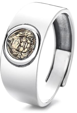 Lllunimon Moneda griega antigua S925 Anillo de plata Joyería histórica en forma de moneda antigua Joyería simple Uso diario Regalo para ella