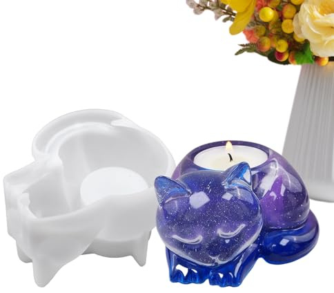Katt ljusform – 2 st kattsilikonform | katt formad gjutform i cementlera | DIY Craft Candlestick Making, elegant semesterdekor, bröllopsmedelstycken, mattrollare – tillbehör för soffbord