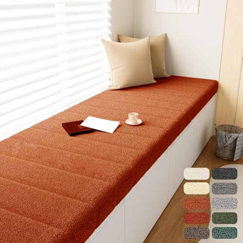 WLXFF Coussins de siège de fenêtre pour l'intérieur, Coussins de fenêtre en Teddy, Coussins de Banc imperméables et Anti-Rayures pour Salon ou BalançOire de Jardin, Balcon,Dark Orange,160x40cm