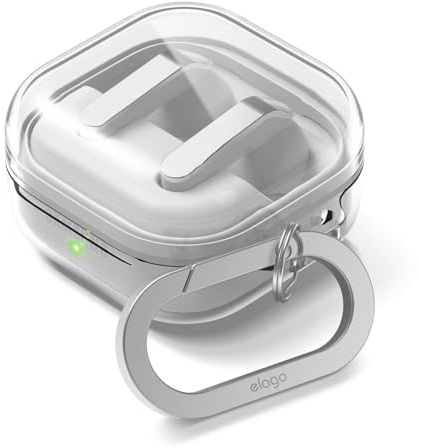 elago Genomskinligt Fodral för Galaxy Buds 4/4 Pro | Karbinhake Ingår, Premium TPU-Fodral, Stöd för Trådlös Laddning, Hörlurstillbehör (Genomskinligt)