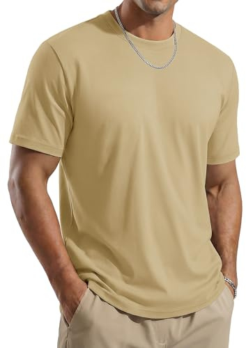 TACVASEN Maglietta da uomo a maniche corte, basic estiva, girocollo, tinta unita, con raggi UV, traspirante, top