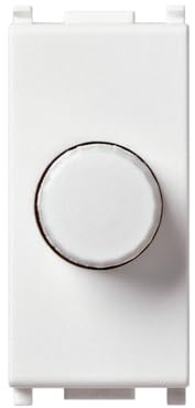 Vimar 14150 Plana Dimmer 230 V~ 50-60 Hz per lampade ad incandescenza 100-500 W, comando e regolazione con potenziometro rotativo, individuazione al buio, bianco