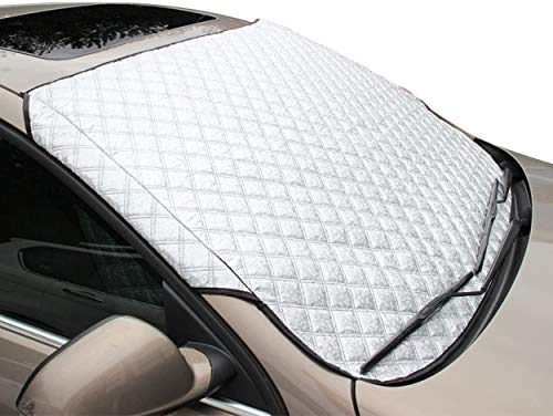 FREESOO Schneeschutz Auto Frontscheibe, Frostschutz Auto Frontscheibe Abdeckung- Autoscheibenabdeckung Windschutz Frostabdeckung Winter Frontscheibenabdeckung gegen Schnee EIS Frost 147X100CM