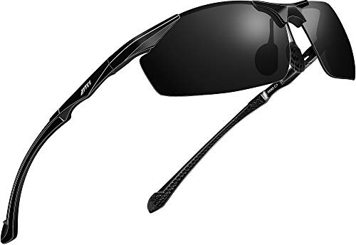 ATTCL Lunettes de Soleil polarisées pour Hommes pêche Sportive Conduite en métal Al-MG Cadre Ultra-léger UV400 CAT 3 CE 8585 Black