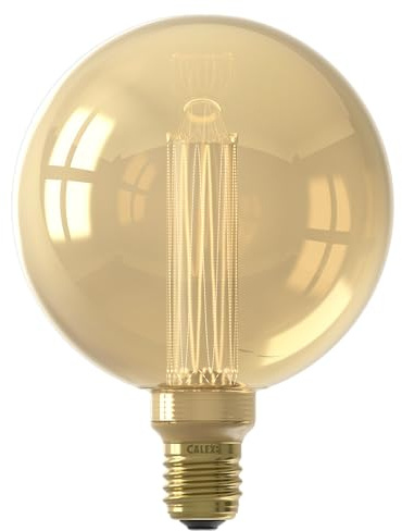 CALEX - Crown Series LED Bulb, E27, Vintage Filament G125 Light Bulbs, Gold, Dimmable Warm White Light, 3.5W