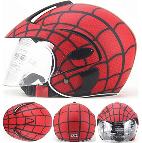 Motocross-Helm für Kinder, Motorradhelm für Kinder, Jungen & Mädchen, Fahrrad, Roller, Outdoor-Sport, Sonnenblende, Geschenk, für 3-10 Jahre alt, 48~52 cm, helles Netz,Rot