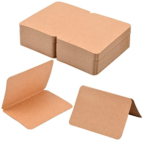 100 Blätter Faltkarten Blanko, Leere Klappkarten 10 x 14 cm, Falt-Karten 300 g/m² mit Abgerundete Ecke, Handwerk DIY Geschenk Grußkarten Tischkarten für Weihnachten Geburtstag Einladung (kraftpapier)