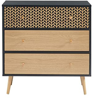 BAÏTA - Commode Capucine Noir et Effet chêne 78cm
