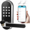 Keyless Entry Keypad Elektronisches Türschloss: Sifely Digitales Smart-Schloss mit Code, elektrischer Riegel-Türknauf/Griff für Vorder-, Innen-, Außen- und Schlafzimmertüren (Silber, App-Steuerung
