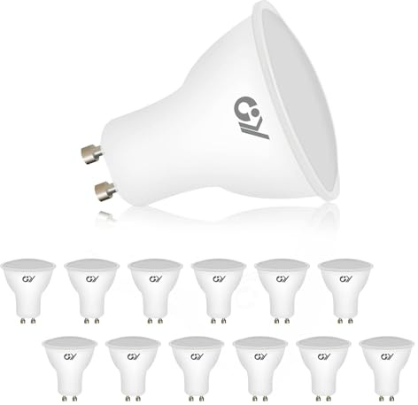 GY Bombilla LED GU10 6W 450LM 4000K Blanco Neutro, 110° Ángulo de haz, Mate, No Regulable, GU10 LED Bajo Consumo Aptas para Iluminación de Carril y Casas Empotradas, Pack de 12
